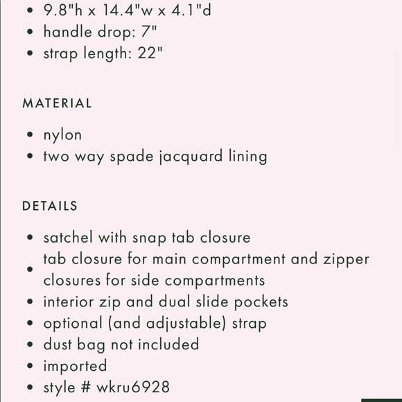 *SOLD* KATE SPADE BRAND NEW Dawn Satchel - Picture 4 of 4